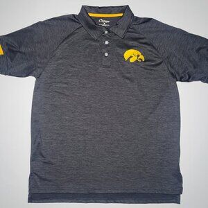 Chiliwear Iowa Hawkeyes Mens Dark Gray and Yellow Short Sleeve Polo Size Medium